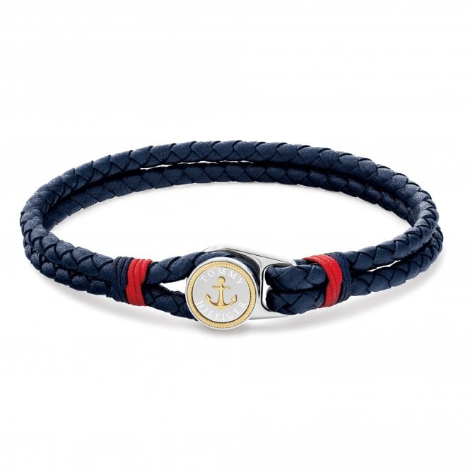 Men's Blue Leather Nautical Bracelet