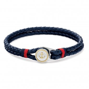 Men's Blue Leather Nautical Bracelet