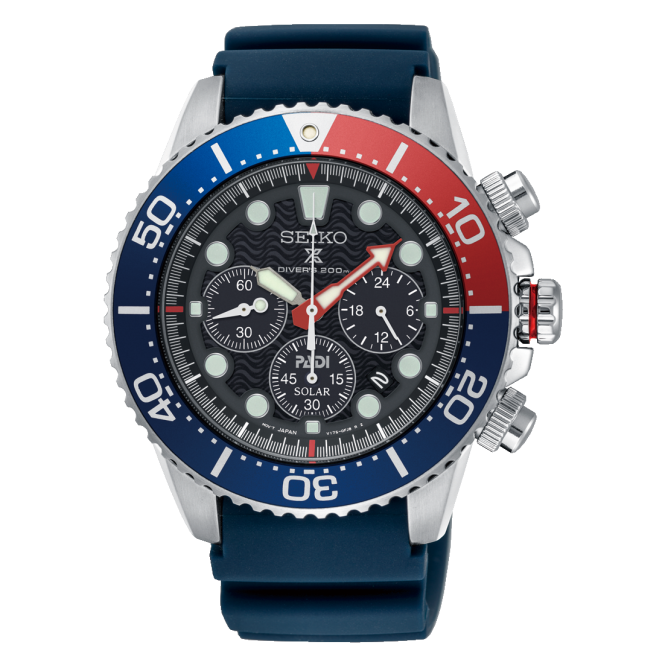 Men's Blue Rubber Chrono Solar Watch SSC785P1