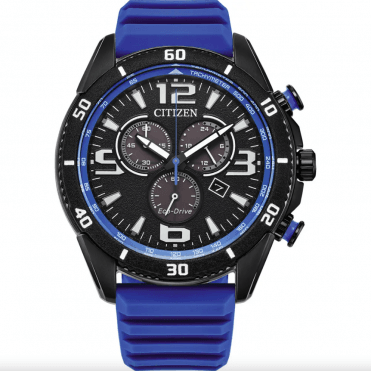 Men's Blue Rubber Sport Chronograph Eco-Drive Watch