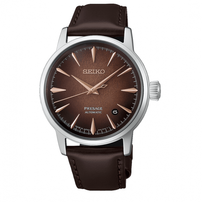 Men's Brown Leather 'Crushed Ice' Automatic Watch