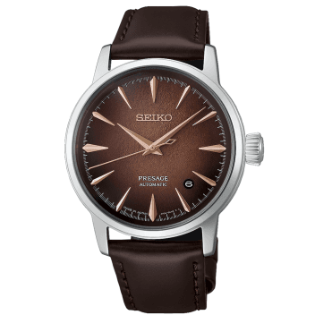 Men's Brown Leather 'Crushed Ice' Automatic Watch