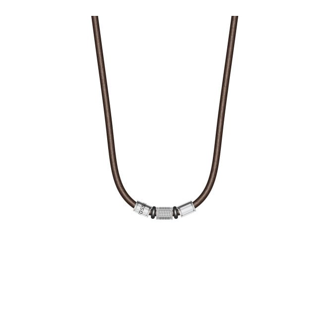 Men's Brown Leather Machine Necklace