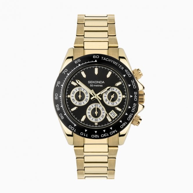 Men's Gold Plated Chronograph Circuit Watch