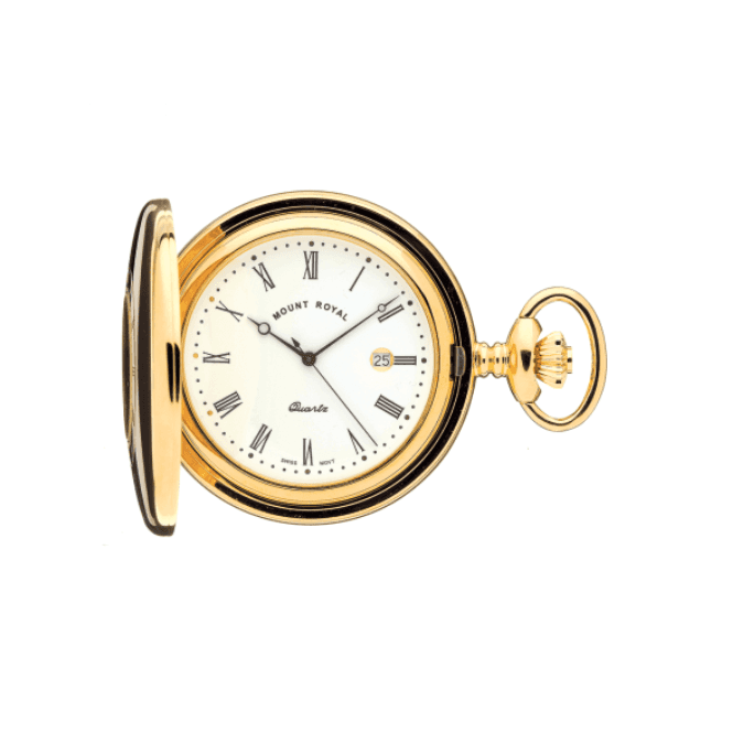Men's Gold Plated Full Hunter Pocket Watch 