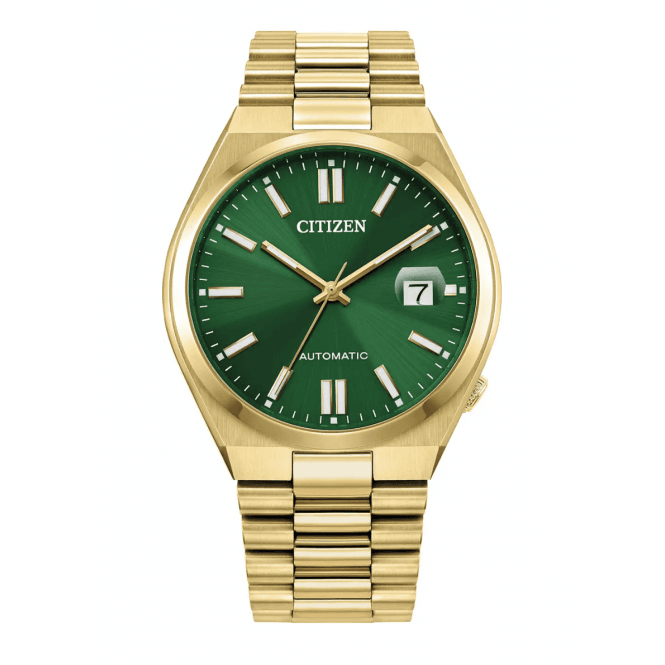 Men's Gold Plated Green 'Tsuyosa' Automatic Watch