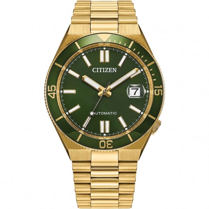 Men's Gold Plated Green 'Tsuyosa Shore' Automatic Watch
