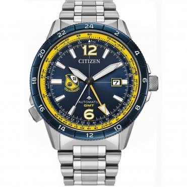 Men's Stainless Steel Blue Angels Automatic GMT Watch