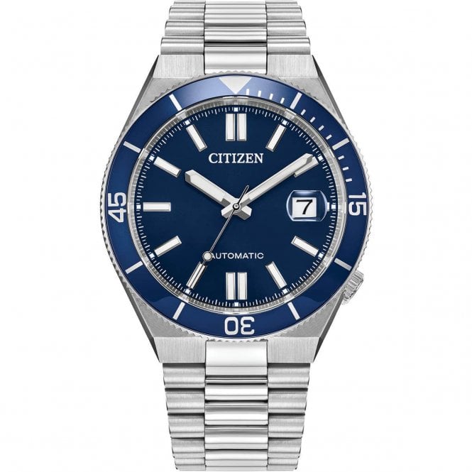 Men's Stainless Steel Blue 'Tsuyosa Shore' Automatic Watch