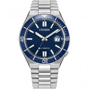 Men's Stainless Steel Blue 'Tsuyosa Shore' Automatic Watch