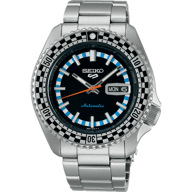 Men's Stainless Steel Checker Flag Automatic Watch