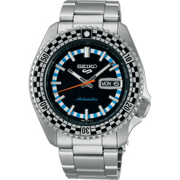 Men's Stainless Steel Checker Flag Automatic Watch