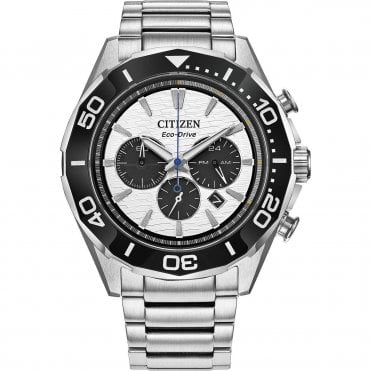 Men's Stainless Steel Chronograph Eco-Drive Watch