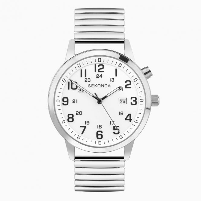 Men's Stainless Steel Expanding Strap Back Light Watch