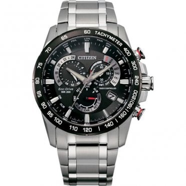 Men's Stainless Steel Radio Controlled Eco-Drive Watch