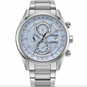 Men's Stainless Steel Radio Controlled Eco-Drive Watch