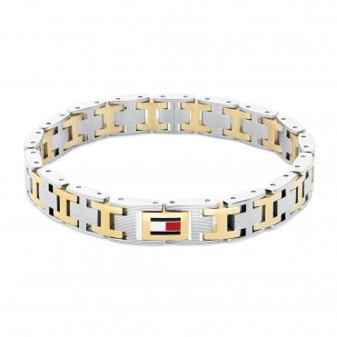 Men's Two Tone H-Link Bracelet