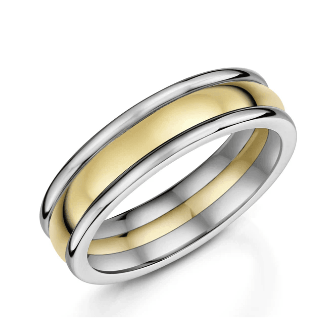 Natural Zirconium & 9ct Gold 6mm Wedding Ring