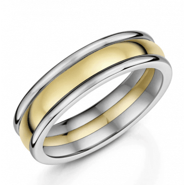 Natural Zirconium & 9ct Gold 6mm Wedding Ring