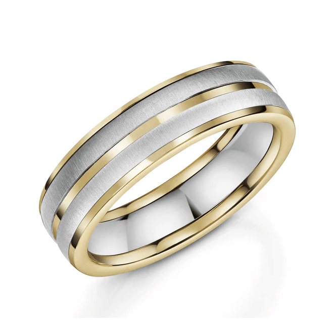 Natural Zirconium & 9ct Gold 6mm Wedding Ring
