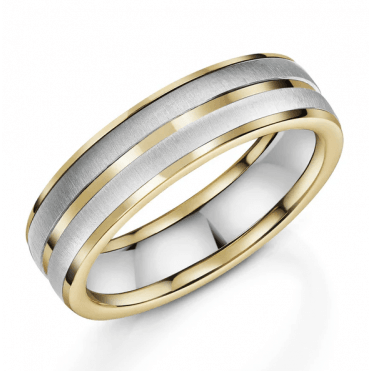 Natural Zirconium & 9ct Gold 6mm Wedding Ring