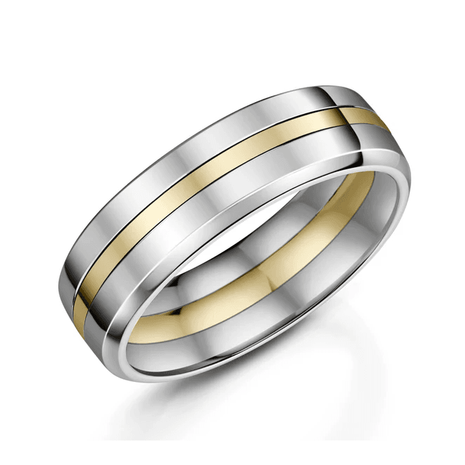 Natural Zirconium & 9ct Gold 6mm Wedding Ring