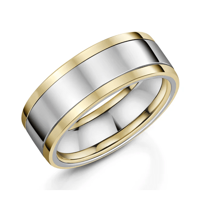 Natural Zirconium & 9ct Gold 8mm Wedding Ring