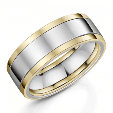 Natural Zirconium & 9ct Gold 8mm Wedding Ring