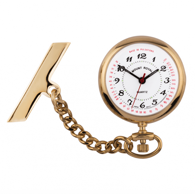 Nurse Open Face Gold Plated Pendant Watch 