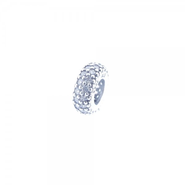 thumbnail image 2 of 2 Silver White Pave Crystal Charm Spacer Beads – Insert Beads For Bracelet Necklace, Unbranded 2 of 3