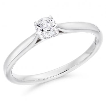 Platinum 0.23ct Round Brilliant Cut Solitaire Diamond Ring 