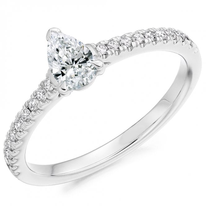 Platinum 0.50ct Pear Cut Diamond Ring 