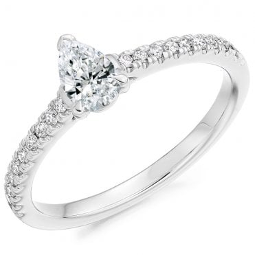 Platinum 0.50ct Pear Cut Diamond Ring 