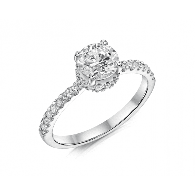 Platinum 1.17ct Round Solitaire Hidden Halo Lab Grown Diamond Ring