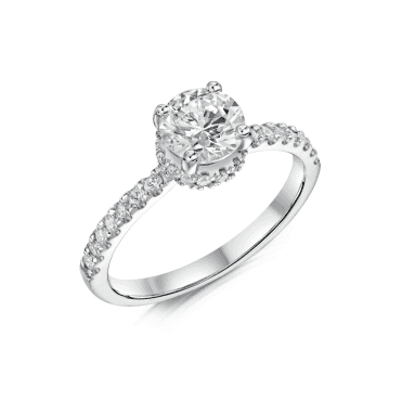 Platinum 1.17ct Round Solitaire Hidden Halo Lab Grown Diamond Ring