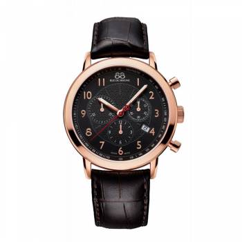 88 Rue Du Rhone Rose Plate & Brown Leather Strap Chronograph Watch