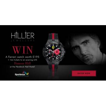 Win a Ferrari watch worth £195 + 2 tickets to a charity evening with Damon Hill worth £160!