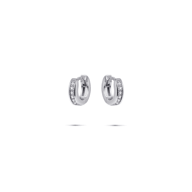Silver Channel Set Hoop Earrings 12mm