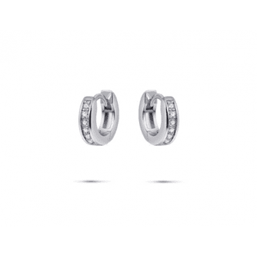 Silver Channel Set Hoop Earrings 12mm
