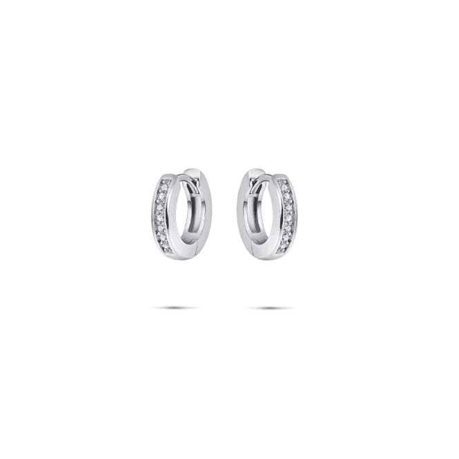 Silver Channel Set Hoop Earrings 15mm