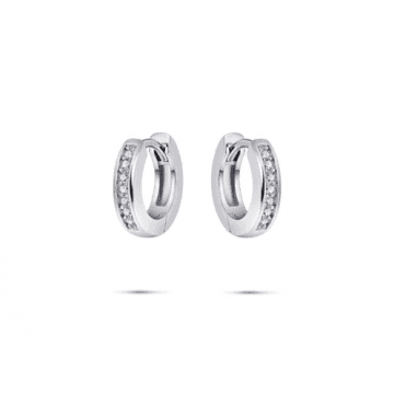 Silver Channel Set Hoop Earrings 15mm