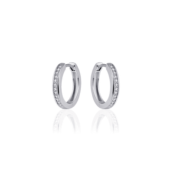 Silver Channel Set Hoop Earrings 20mm