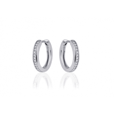 Silver Channel Set Hoop Earrings 20mm