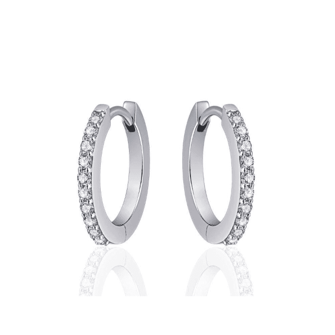 Silver Cz Claw Set Hoop Earrings 18mm