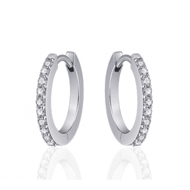 Silver Cz Claw Set Hoop Earrings 18mm