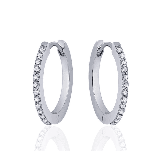 Silver Cz Claw Set Hoop Earrings 22mm