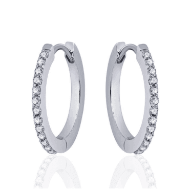 Silver Cz Claw Set Hoop Earrings 22mm