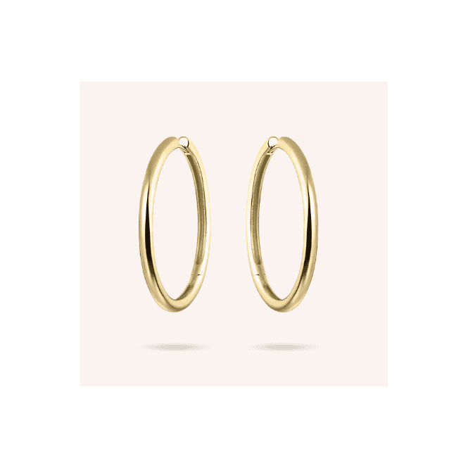 Silver Gold Plated Bold Tube Mini Hoop Earrings 40MM