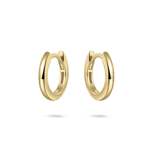 Silver Gold Plated Half Round Hoop Earrings 13.5mm