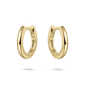 Silver Gold Plated Half Round Hoop Earrings 13.5mm